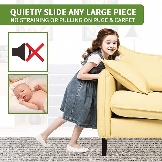 Furniture Sliders for Carpet 8 PCS - 2 1/2 inch Furniture Moving Slider Chair Legs Floors Protectors Furniture Movers Sliders – Move Your Furniture Easy & Safely(for Carpet) Brown Coffee
