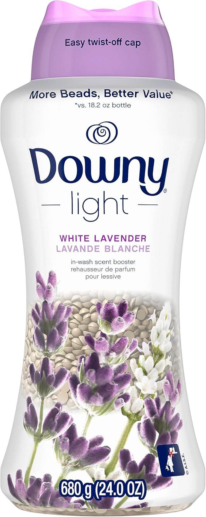 Downy Light Laundry Scent Booster Beads for Washer, White Lavender, 24 oz, with No Heavy Perfumes