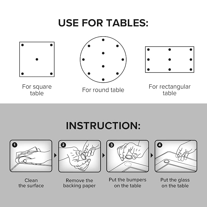 X-Protector Glass Table Top Bumpers - 20 PCS 1.2"- Self-Adhesive Glass Table Top Anti Slip Pads - Clear Rubber Glass Table Top Grippers - Glass Table Protector to Keep Glass Table Top from Sliding!