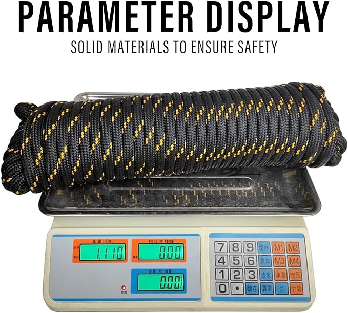 Diamond Braided Polypropylene Rope Nylon Rope Mix Thick Heavy Duty Ropes 1/2 inch 100ft High Strength Perfect for Clothesrope Camping Hiking and Other Outdoor Activities Black 100ft