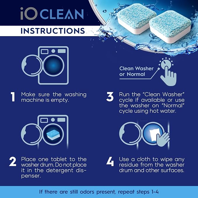 Washing Machine Cleaner and Descaler Tablets 24 Pcs - Deep Clean and Descaling for HE Front and Top Loaders Washer - High-Efficiency Tablets for a Fresh, Spotless Laundry, Remove Odor - 1 Year Supply