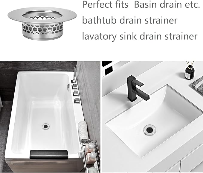 Bathroom Sink Strainer, Bathtub Lavatory Sink Drain Strainer Hair Catcher for Laundry, Mop Pool, Utility, Slop, RV Sink。Fit Hole Size from1.4~1.5",3 Pack(Product SIZE1.3inch)