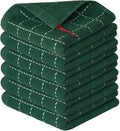 Artoid Mode Checkered Designed Cotton Green Terry Kitchen Dish Cloths, 12x12 Inch Soft Absorbent Quick Drying Cleaning Kitchen Rags Set of 6