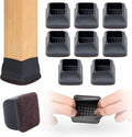Ezprotekt 8 Pcs Extra Large Square Chair Leg Floor Protectors, Silicone Felt Furniture Pads for Hardwood Floor, Dining Table Bar Stool Leg Protectors Leg Cups Covers (XL Fit: 1.5" - 2", Black)