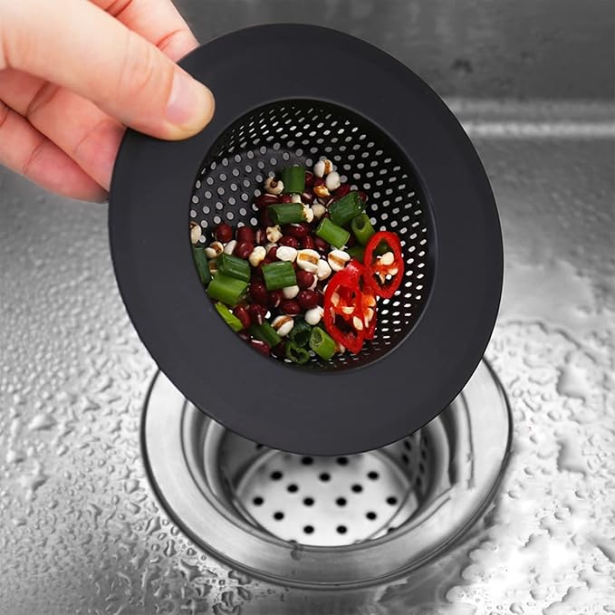 2 Pcs Black Stainless Steel Mesh Sink Drain Strainer, 3.54" Top/2.16" Kitchen Filter Trap Basket,Large Food Catch for Bathroom Bathtub Wash basin Floor drain balcony RV Drain Hole Electroplated Coatin