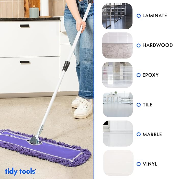 36 Inch Purple Commercial Dust Mop & Floor Sweeper with Extendable Handle – Mop for Hardwood, Tile, and Concrete Floor Cleaning