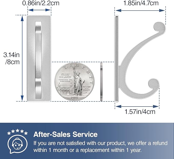 Adhesive Wall Hook for Towel/Coat - Extra Sticky 10LB Stainless, Stick on Hanger for Bath or Shower, Matt Silver 4-Pack