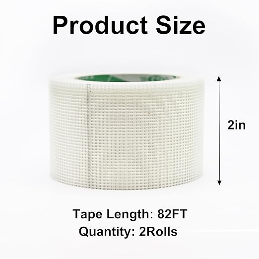 2 Rolls Drywall Repair Joint Tape, 2 Inch x 164FT, Self-Adhesive Drywall Mesh Patch for Crack Repair (2)