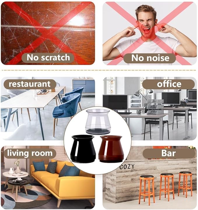 BUMACO Chair Leg Floor Protectors Chair Leg Protectors for Hardwood Floors Silicone Pads Covers to Protect Floors Clear-20 Pcs Universal S (15/16" to 1-5/16")
