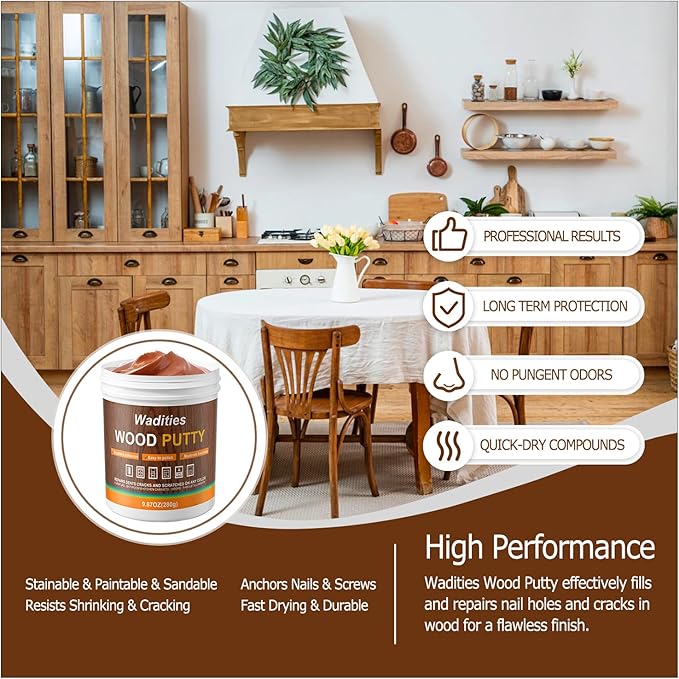 Walnut Wood Filler, Walnut Wood Putty, Paintable Stainable Wood Repair Putty, 9.87 Ounce Wood Furniture Repair kit, Quickly Repair Wood Cracks and Holes on Wooden Floor Furniture (Walnut)