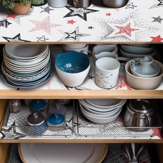 Shelf Liner 18" W x 288" L Non Adhesive Kitchen Drawer Liner, Waterproof Shelf Liner Durable Anti-Slip for Kitchen Cabinets