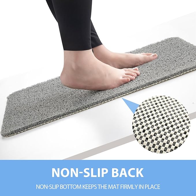 Non Slip Bathtub Mat, Anti Slip Shower Mat, Quick Drying Bath Tub Mats, Foot Scrubber Mat, Anti Slip Mat for Tub, Floor, Bathroom, Home, Kitchen, Hotel (Grey 32”x17”)