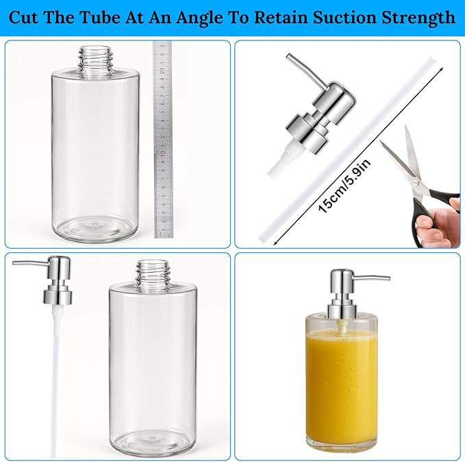 2 Pack Soap Dispenser Pump Replacement Top Dispenser Pumps Refill Dispensers Liquid Hand Soap Dispensers Soaps Pumps Replacement for Lotion Regular Glass Mouth Bottles, Silver