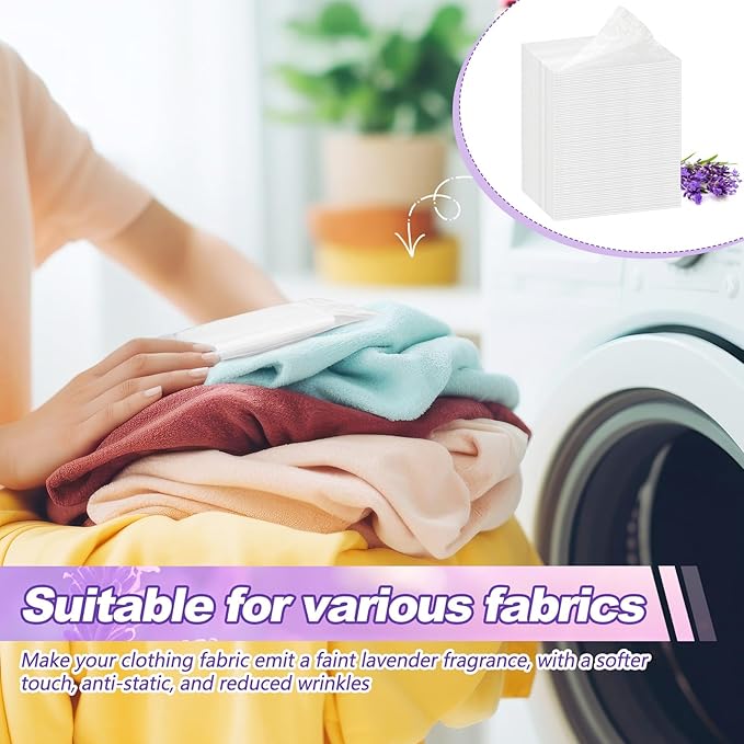 600 Count Dryer Sheets Fabric Softener Fresh Scent Dryer Sheets Bulk Naturally Softens and Removes Static Cling, Ideal for Large Households, Sensitive Skin(Lavender Scent)