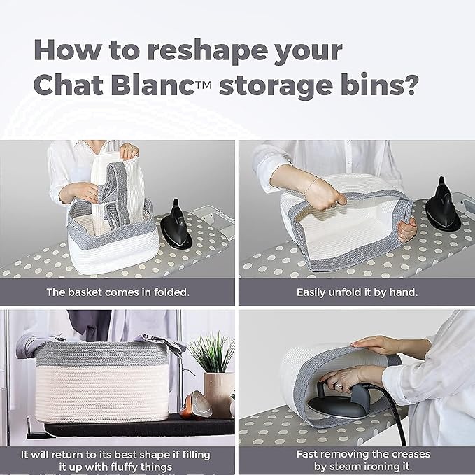 CHAT BLANC Rainbow Cotton Rope Baskets for Organizing | Storage Baskets for Shelves | Rainbow Rope Basket for Storage, Small Laundry Baskets, Woven Baskets for Storage, Dog Toy Bin, Baby Basket, 3Pack