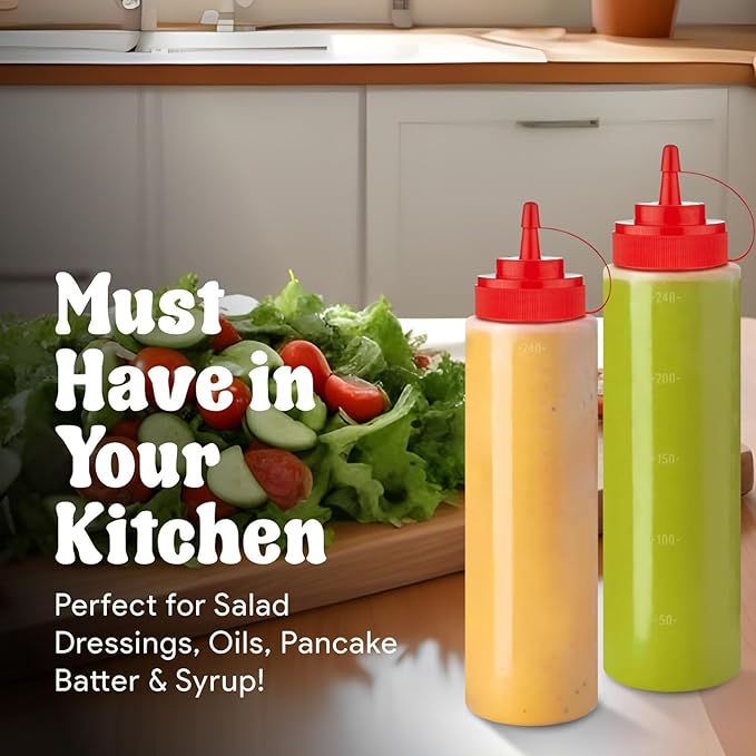 Norcalway 12 oz and 16 oz - 2 Pack | Condiment Squeeze Bottles – Plastic Squirt Bottles for Sauce, Ketchup, Dressing, Oil & More – Easy Pour, Refill & Clean – Kitchen Condiment Dispensers