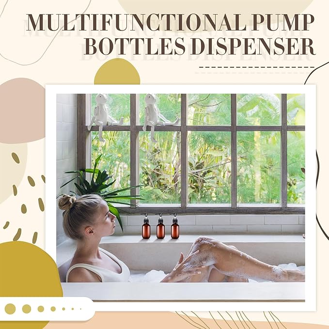 Tessco for you 12 Pack Amber Soap Dispenser Empty Plastic Pump Bottles Dispenser Refillable Shampoo Container for Hand Sanitizer Soap Lotion Body Wash Conditioner Bathroom Kitchen Travel(3.4 Oz)