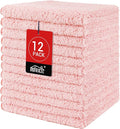 HOMEXCEL Microfiber Washcloths 12 Pack, Highly Absorbent and Soft Face Towel, Multi-Purpose Wash Cloths for Bathroom, Gym, Hotel, Spa and Kitchen, Multicolor 12x12 Inch, Pink