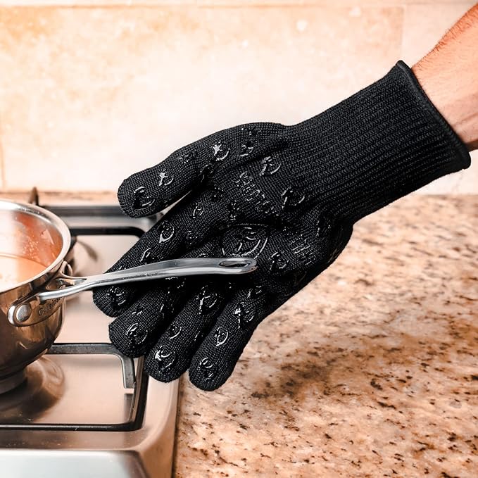 Grill Armor Oven Gloves 932°F Extreme Heat & Cut Resistant Oven Mitts with Fingers for BBQ, Cooking, Grilling, Baking – Accessory for Smoker, Cast Iron, Fire Pit, Camping, Fireplace, Griddle & More