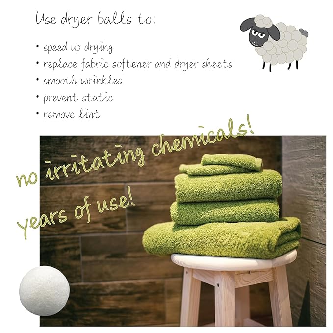 Three by Three Seattle Felt·Like·it!™ XL Wool Dryer Balls + Storage Bin: Reduce Drying Time, Static Cling, and Energy Use | Natural Alternative to Fabric Softeners | (Pack of 3 White Dryer Balls)