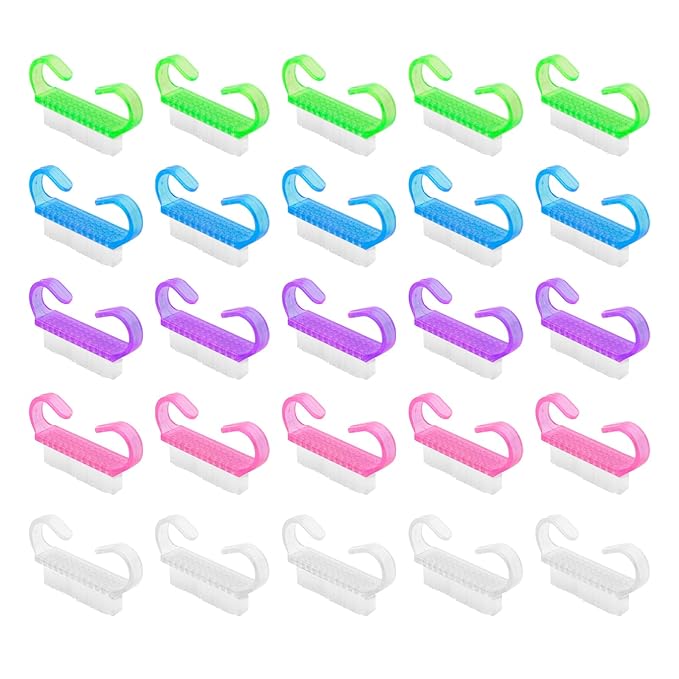 25 Pcs Handle Grip Nail Brush, Fingernail Scrub Cleaning Brushes for Nails and Toes, Hand & Foot Nail Cleaner, Pedicure Manicure Brush for Women, Men, Kids – Multicolor