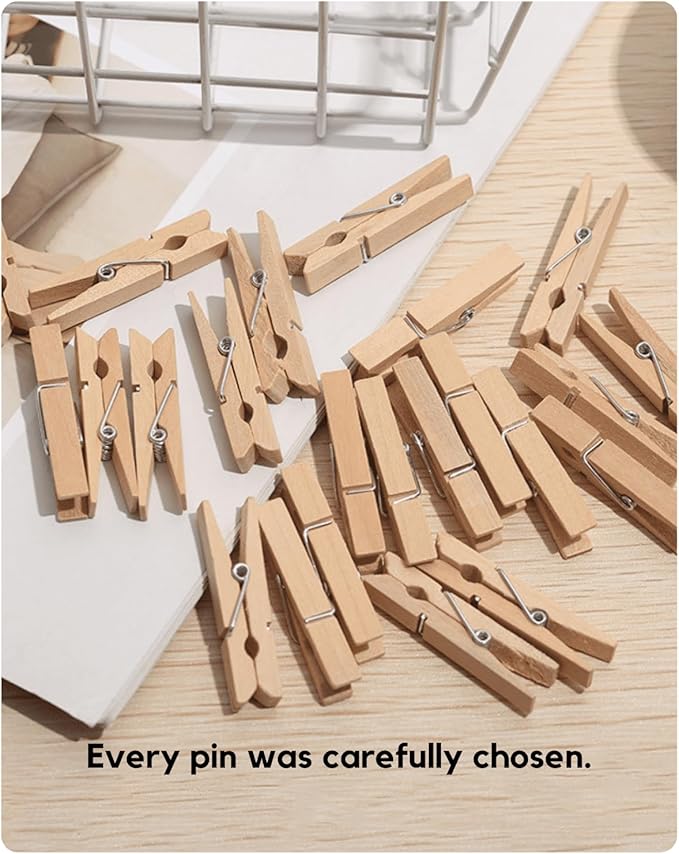 Clothes Pins Wooden Clothespins for Photo 1.77 Inch 50 PCS, Small Wood Clips Close Pin for Classroom Crafts Project Decorations Hanging Pegs 1 3/4"