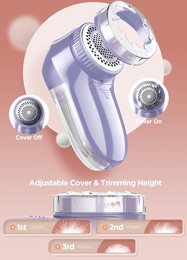Bymore Fabric Shaver, Lint Remover, Lint Shaver Defuzzer Sweater Shaver for Clothes and Furniture with AC Adapter Pill Fuzz Remover-Purple