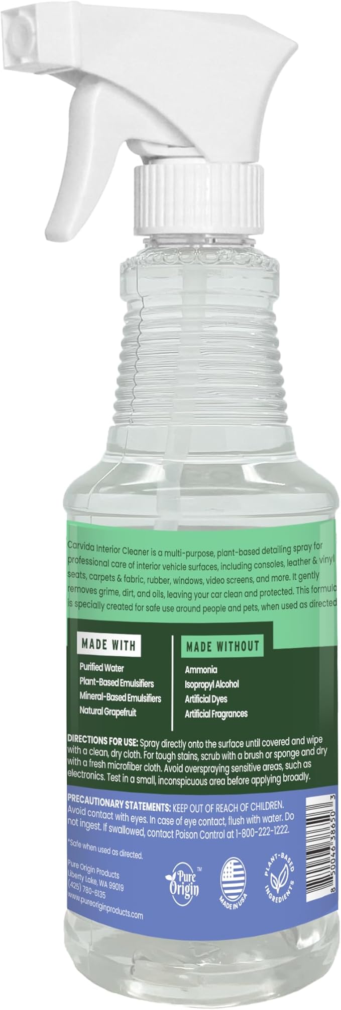 Interior Cleaner, All-Purpose Car Cleaning Spray, Natural Grapefruit Scent, 16oz
