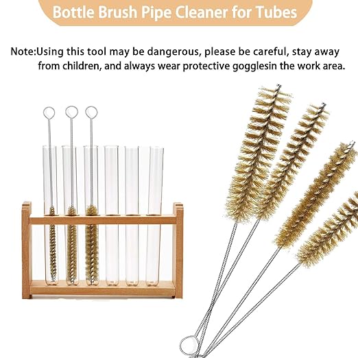 7pcs Brass Tube Brushes Bottle Brush Wire Tube Brushes,Long Wire Cleanling Brushes,Tube Cleaning Lab Brushes Straw Cleaner Brush Wire Bottle Brush Pipe Cleaner for Tubes,Bottle,Glass