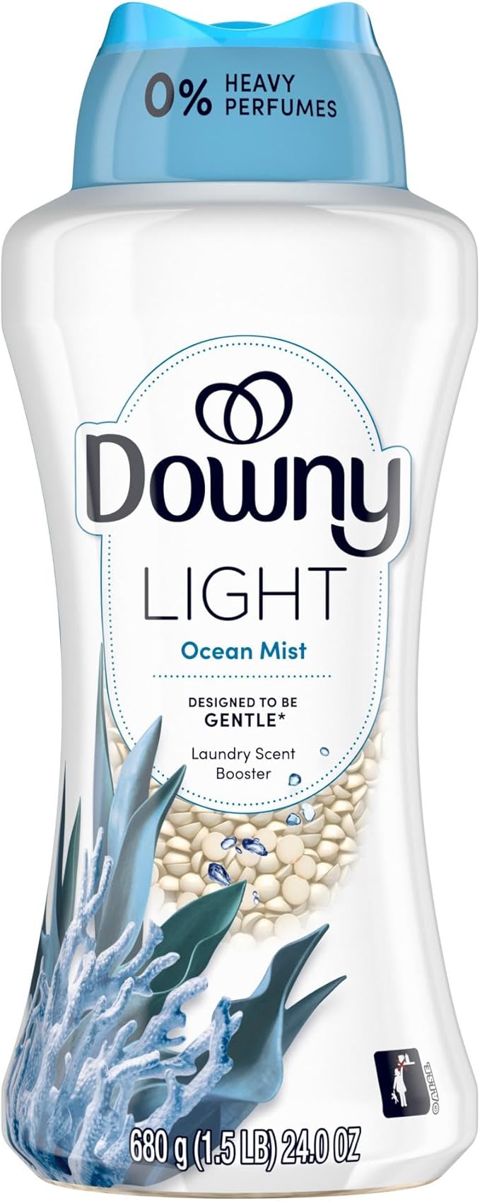 Downy Light Laundry Scent Booster Beads for Washer, Ocean Mist, 24 oz, with No Heavy Perfumes