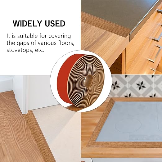 20Ft Floor Transition Strip Self Adhesive Vinyl Cover Floor Strip Flat Divider Transition Strip Wood Grain Design for Laminate Floor Gaps and Doorway Transitions (20Ft x 2 Inch, Light Brown)