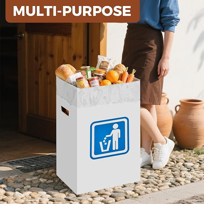 （10 Pack） 13 Gallon Disposable trash cans for parties,Reusable Pop up garbage can,In-Home Recycling Bins（Comes with 20 disposable trash bags）
