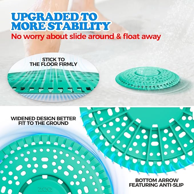 zaa Shower Drain Hair Catcher, 2 Pack Premium Silicone Drain Protector & Shower Drain Cover for Regular Drains of Shower Room and Bathroom, Mint