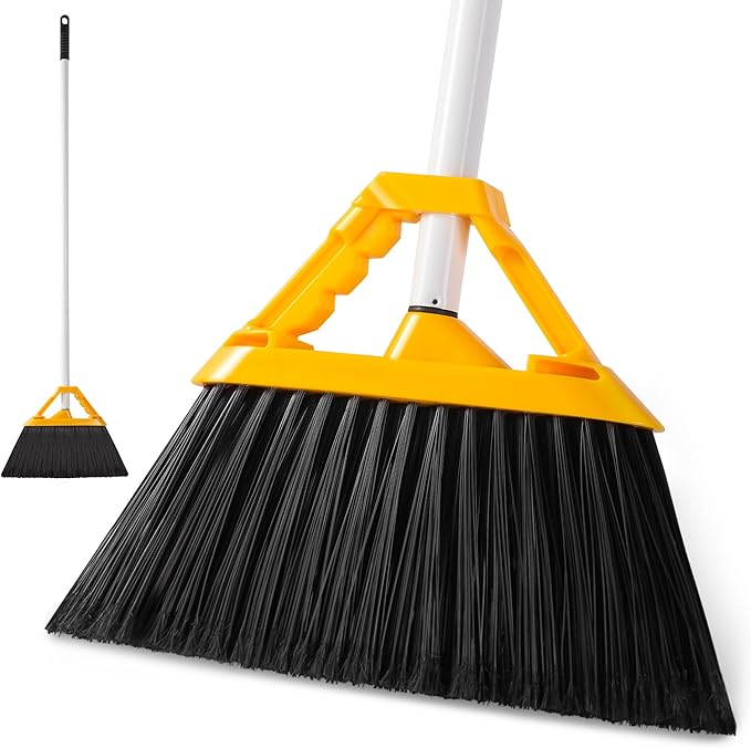 Outdoor Broom with 54'' Long Handle, Heavy Duty Broom for Sweeping Patio, Garden, Lobby, Sidewalks, Perfect for Home Kitchen Room Office Floor