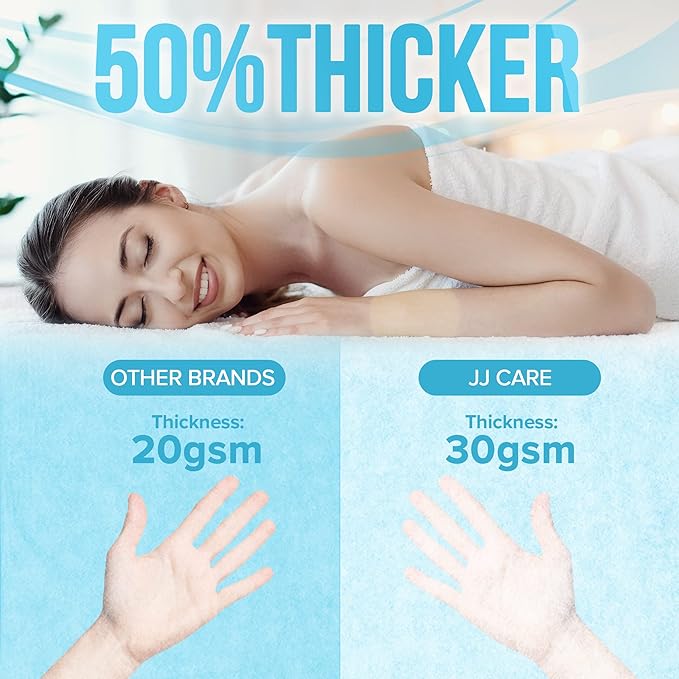 JJ CARE Disposable Massage Table Sheets - 100 Sheets [31.5" x 328 ft, 2 Roll] - 50% Thicker Perforated Massage Bed Cover, Non-Woven Disposable Roll for Massage Table for Waxing, Facial, Tattoo, & Spa