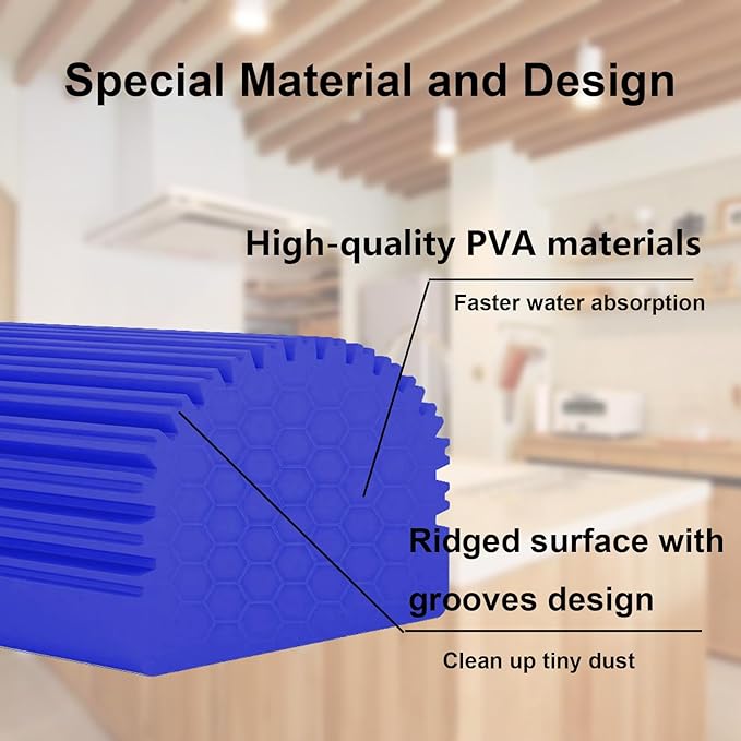 6-Pack Damp Clean Duster Sponge,Magic Sponge Eraser for Housekeeping,Reusable Cleaning Sponge for Blinds,Vents,Mirrors,Glass, Baseboards,Window Track Grooves and Railings(Blue)