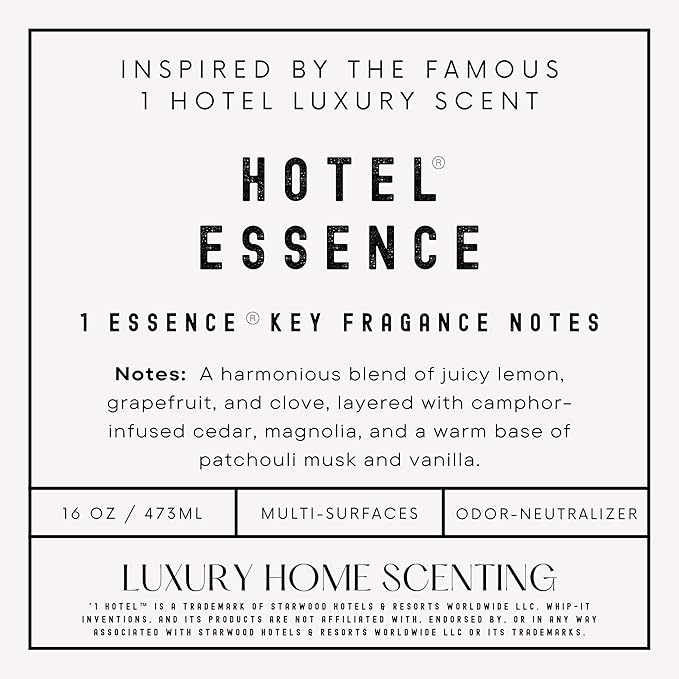 Hotel Essence Cleaner: Plant-Based Multi-Surface Cleaner & Odor Neutralizer, 16 oz, Leather, Cardamom, Lemon, Sandalwood, Cedarwood, Cinnamon, Vetiver, Amber, Musk, Iris, 16 Fl Oz (3)