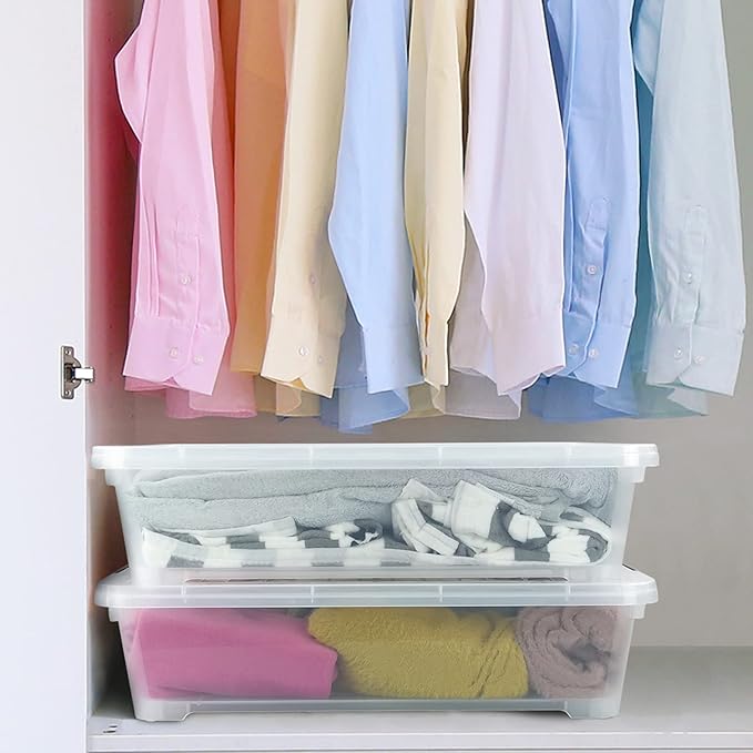 3-Pack Plastic Under bed Storage Box, Clear Latch Bin with Lid, 40 Quart