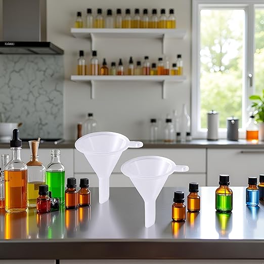 2 Pcs Mini Clear Plastic Funnel for Bottling Cosmetics, Liquids, and Oil Filling, Small Funnel for Easy Transfer of Essential Oils and Perfumes Specialty Tools