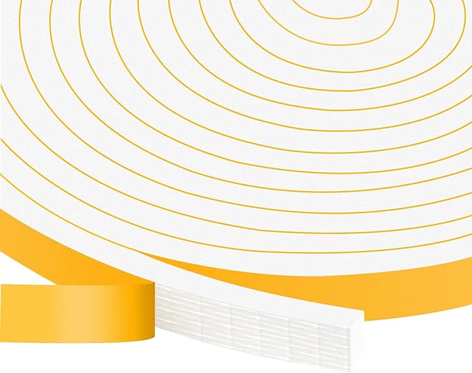 Strong Adhesive Weather Stripping, High Density Weatherproof Weather Stripping Door Seal Strip for Sliding Door, Windows,Soundproof Foam Sealing Strip, White(1/2 in x 1/4 in x 52Ft)