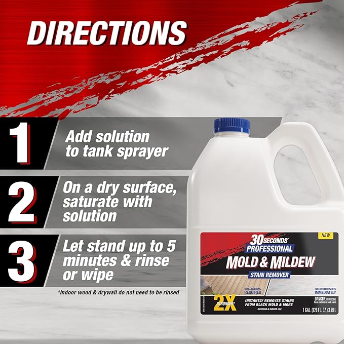 30 SECONDS Pro Mold and Mildew Stain Remover | Scrub Free | Brighter Results Instantly | Ready To Use Refill | 128 fl. oz. (2 PACK)