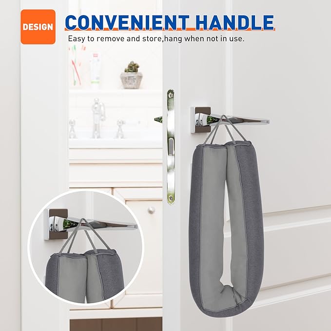 MAGZO Door Draft Stopper 36 Inches, Weighted Rectangle Door Snake for Winter Noise Blocker with Hook Loops,Gray