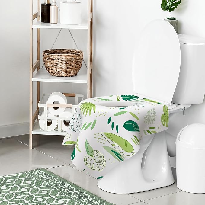 30 Pack Toilet Seat Covers Disposable, Kids, and Adults, Individually Wrapped for Travel, Large Waterproof Potty Covers for Toddlers, Toddler Potty Training for Public Restroom, Airplane, Trip - Leaf