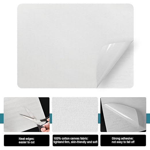 J.CARP 2Pcs Linen Repair Patches, Large Self-Adhesive Fabric Patch for Sofas, Couch, Furniture, Car Seats (8 * 11 inches-2PCS White)
