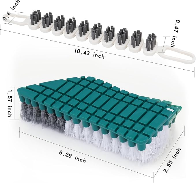 Crevice Cleaning Brush, Hard Bristle Grout Brush Gap Cleaner Tool for Tight Groove Spaces, Kitchen, Bathroom, Sliding Shower Door, Faucets Corners, Tiles, Sink and Windows Track (Green+White)