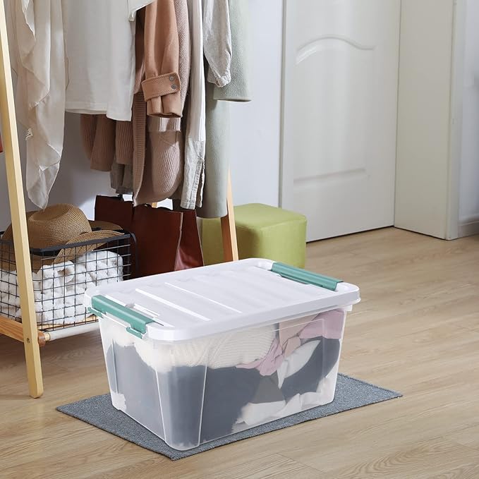 Xyskin 6-Pack 20 Quart Plastic Storage Boxes, Latching Storage Bin Box, Clear