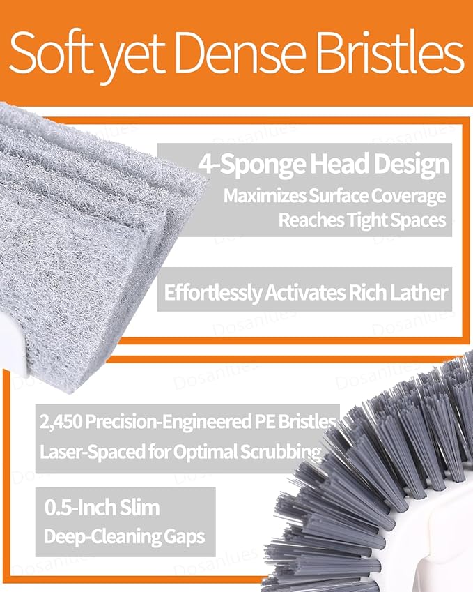 Groove Gap Cleaner Tools Set, 8 Pcs Hand-held 2 Brush with Dustpan&tweezer + 2 Sponge Brush with Dustpan + 2 Replacement Sponges +2 crevice brushes for Sliding Door, Sill, Tile Lines, Track, Car Vents
