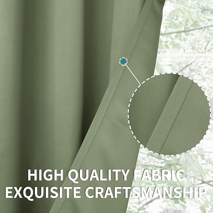 BGment Olive Green Blackout Curtains 63 Inch Length for Bedroom - Rod Pocket Thermal Insulated Room Darkening Drapes for Living Room Office, 52 x 63 Inch, 2 Panels