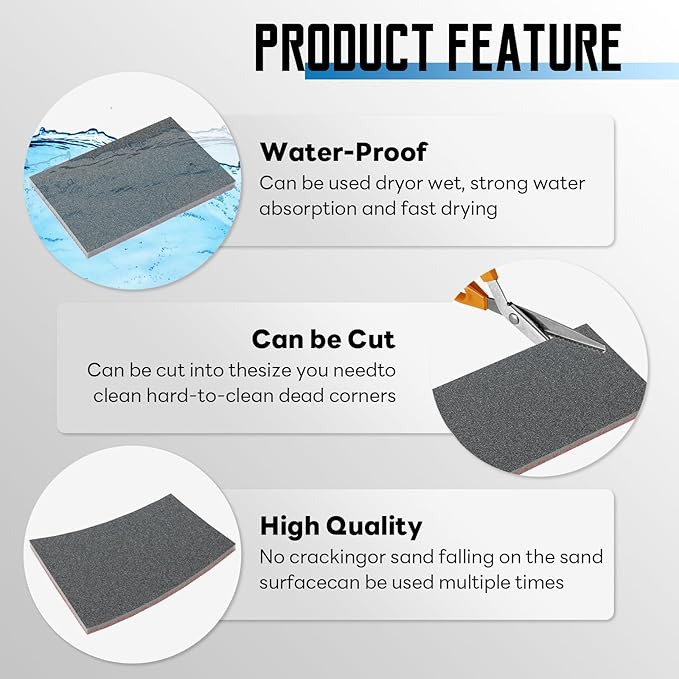 20 Pack 180 Grit Sanding Sponge, 3 x 4 Inch Soft Foam Sanding Block Wet Dry Sanding Pads, Washable Sandpaper Sponge Drywall Sand Block for Wood, Metal, Furniture Polishing (180 Grit)