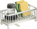 SunnyPoint Never Rust Aluminum Utensil, Sink Cleaning Tools Holder for Kitchen Sink with Drain Board; Dish Wand, Sponge, Soap Dispenser, Utensil Organizer Caddy (SIL)